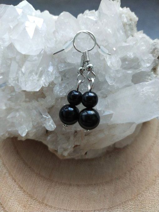 Boucles d'oreille Obsidienne