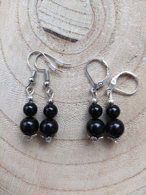 Boucles d'oreille Obsidienne