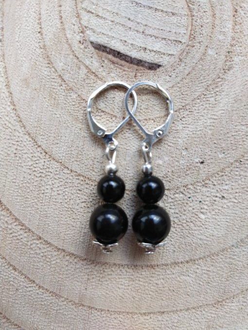 Boucles d'oreille Obsidienne