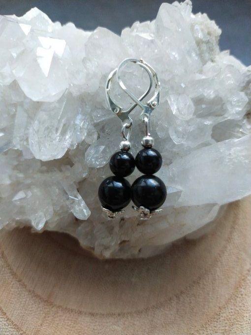 Boucles d'oreille Obsidienne