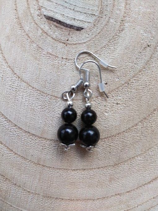 Boucles d'oreille Obsidienne