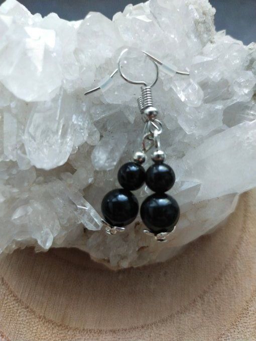 Boucles d'oreille Obsidienne