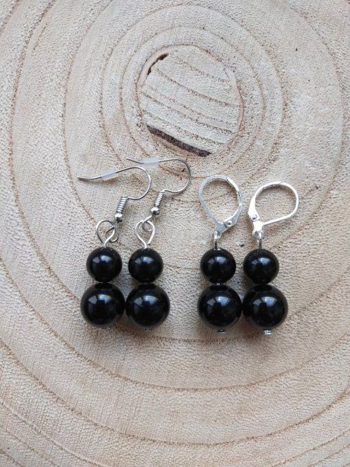 Boucles d'oreille Obsidienne