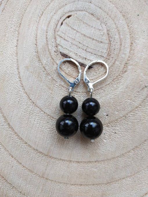 Boucles d'oreille Obsidienne