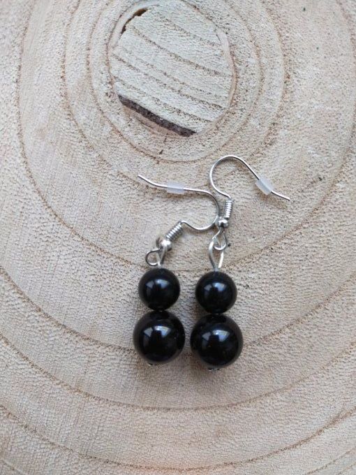 Boucles d'oreille Obsidienne