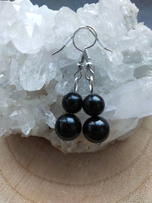 Boucles d'oreille Obsidienne