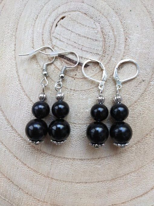 Boucles d'oreille Obsidienne