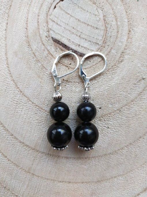 Boucles d'oreille Obsidienne