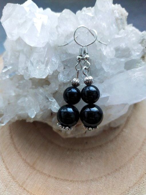 Boucles d'oreille Obsidienne