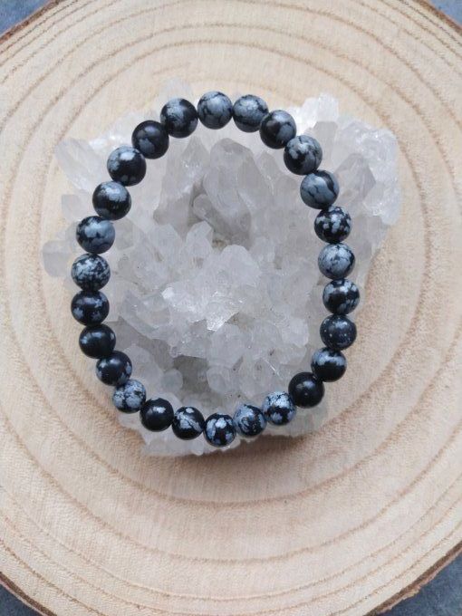 Bracelet Obsidienne flocon de neige