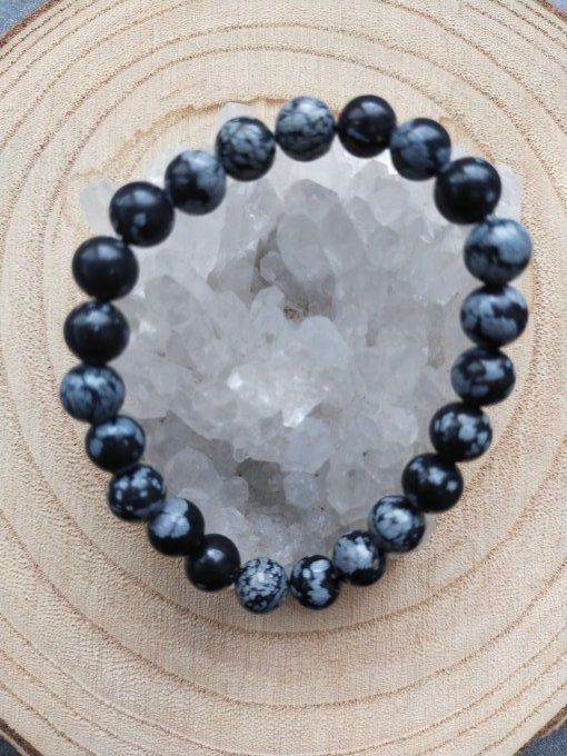 Bracelet Obsidienne flocon de neige