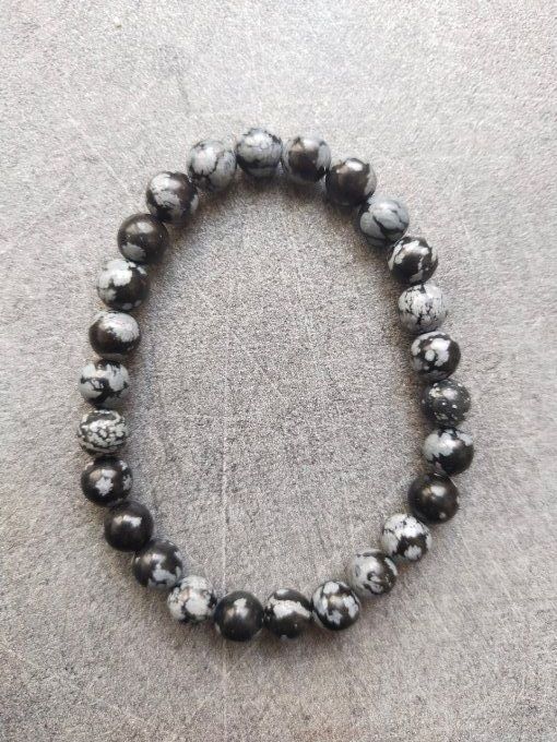 Perle Obsidienne flocon de neige à l'unité