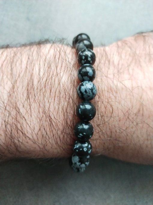 Bracelet Obsidienne flocon de neige