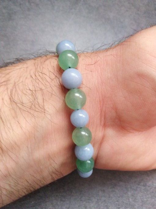 Bracelet Angelite / aventurine vert