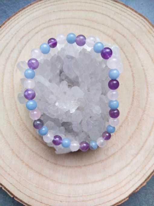 Bracelet Amethyste / angelite / quartz rose