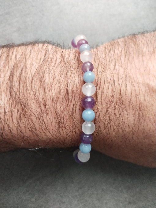 Bracelet Amethyste / angelite / quartz rose