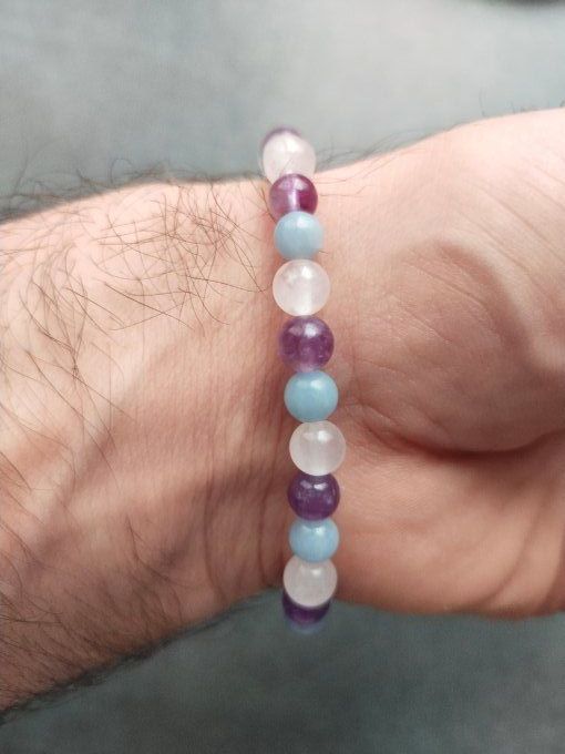 Bracelet Amethyste / angelite / quartz rose