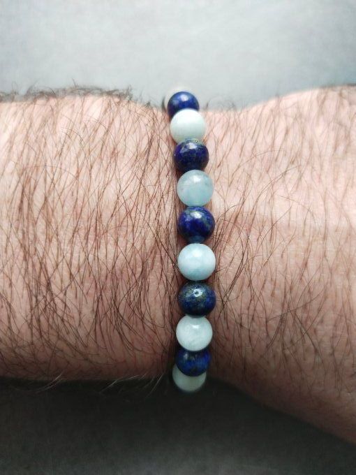 Bracelet Aigue marine / lapis lazuli