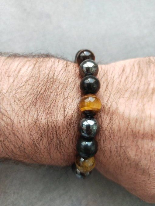 Bracelet Hématite / obsidienne / oeil de tigre