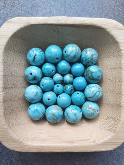 Perle Turquoise (howlite teinté) à l'unité