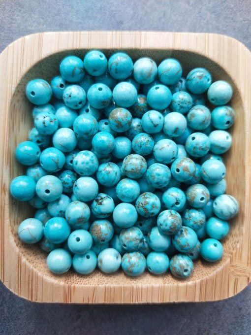 Perle Turquoise (howlite teinté) à l'unité