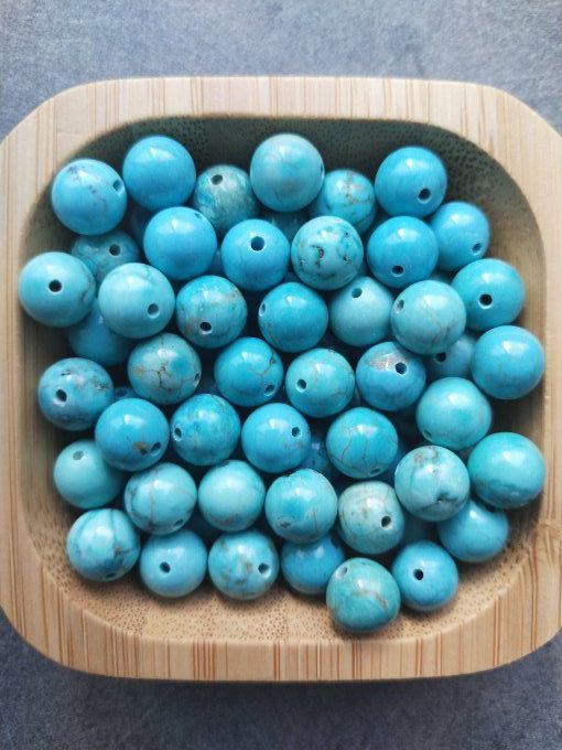 Perle Turquoise (howlite teinté) à l'unité