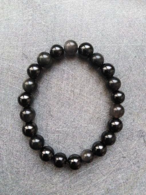 Bracelet Obsidienne Oeil Celeste / Spinelle noir