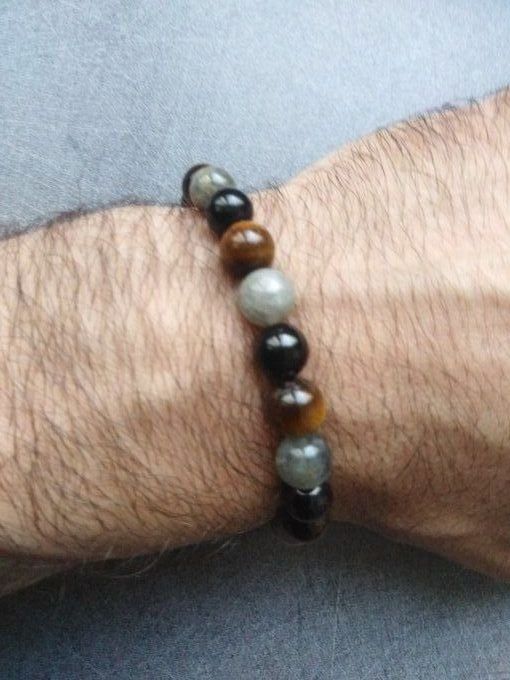 Bracelet Labradorite / Oeil de tigre / Tourmaline