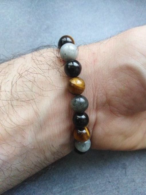 Bracelet Labradorite / Oeil de tigre / Spinelle