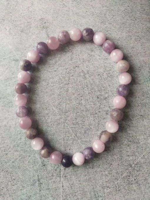 Bracelet enfant : Kunzite / Lépidolite